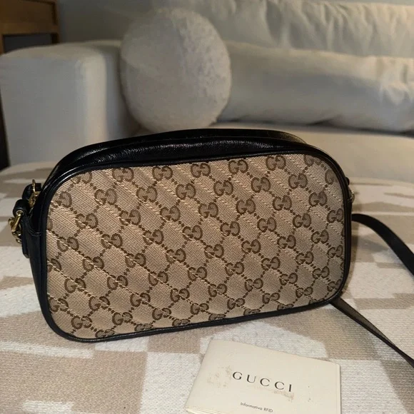 Gucci Brown and Black Crossbody Bag with GG Monogram - Picture 3 of 4